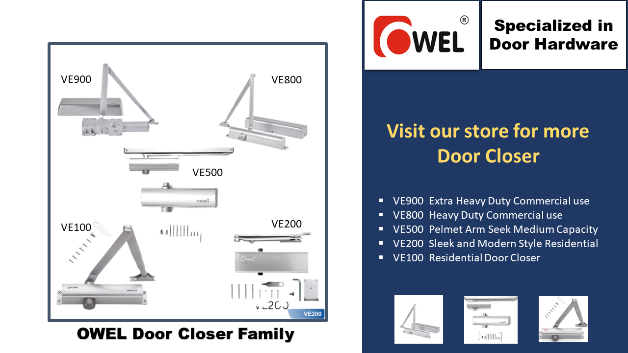 Heavy Duty/UL Listed Commercial Automatic Door Closer, Cast Aluminum Body & Steel Arm with Adjustable Speed, ANSI Certification and 3hours fire ratings