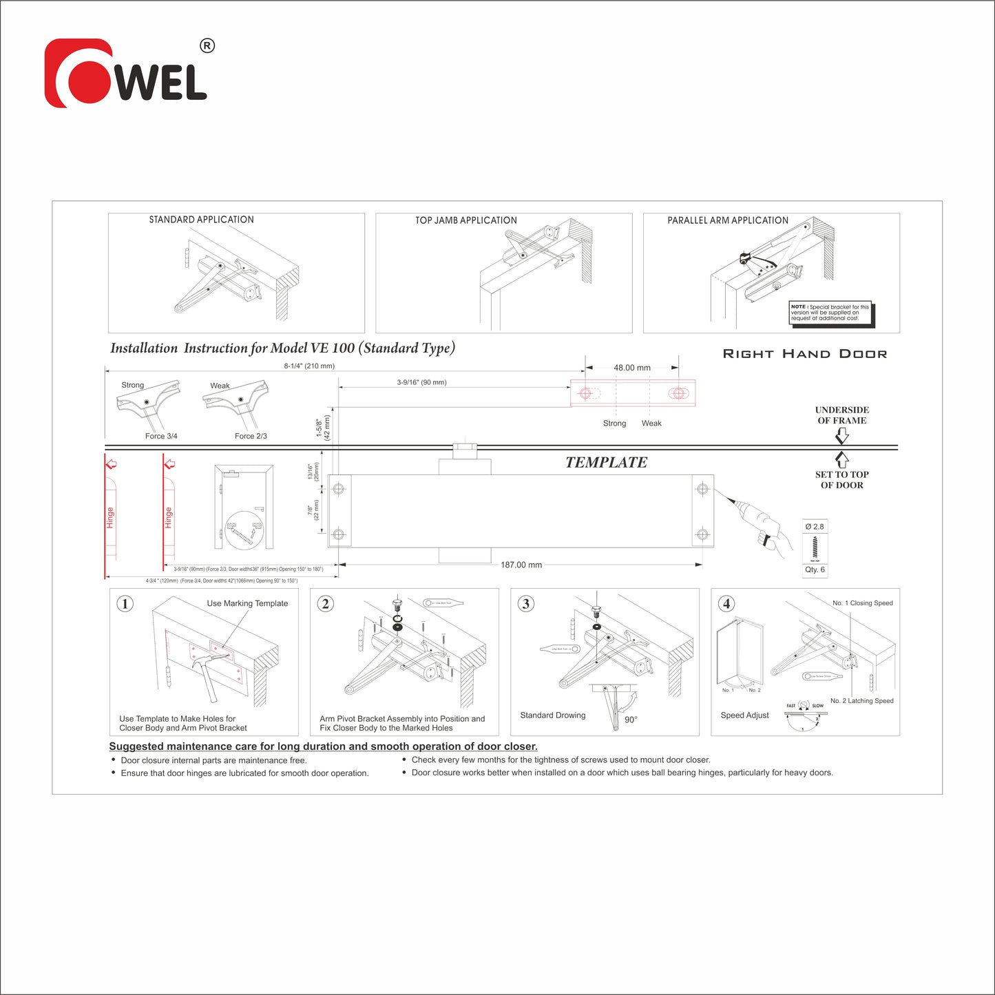 Automatic Adjustable Spring Hydraulic Auto Door Closer For Residential