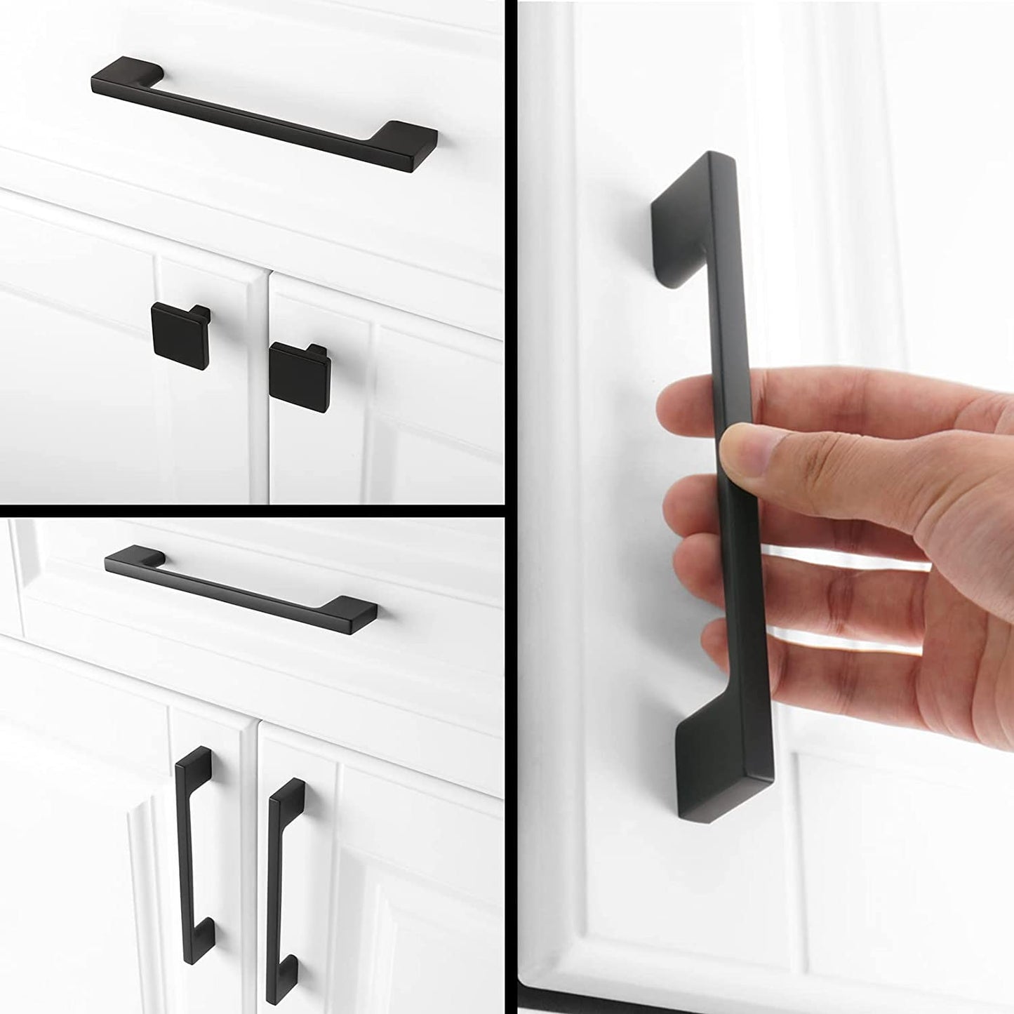 Maui - Contemporary Solid Sleek Handle Pulls for Kitchen Cabinets & Drawers -Matte Black(10 Pack)