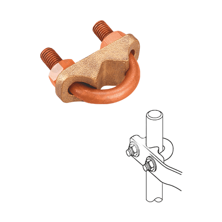 U BOLT PIPE TO CABLE CLAMP - Cable Rod/Tube Ground Connector (Sizes 1/2, 3/4, 1 Inch)