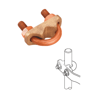 U BOLT PIPE TO CABLE CLAMP - Cable Rod/Tube Ground Connector (Sizes 1/2, 3/4, 1 Inch)