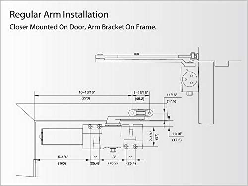 Extra Heavy Duty/UL Listed Commercial Automatic Door Closer, Cast Iron Body & Forged Steel Arm with Adjustable Speed, ANSI Certification and 3hours fire ratings