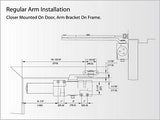 OWEL Extra Heavy Duty/UL Listed Commercial Automatic Door Closer, Cast Iron Body & Forged Steel Arm with Adjustable Speed, ANSI Certification and 3hours fire ratings