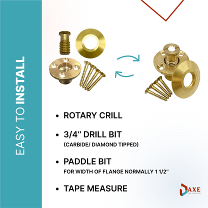 AXE -  Wood Deck Brass Anchor with Collar for Pool Safety Cover. Universal Replacement for In-ground Pool Safety Covers