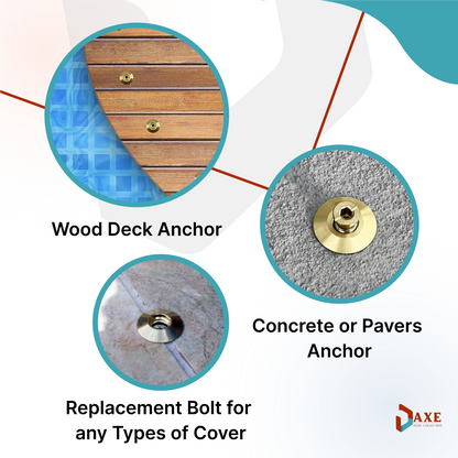 AXE Pool Safety Cover Threaded Brass Insert Screw Bolt for Anchor (10 /25 Pack)
