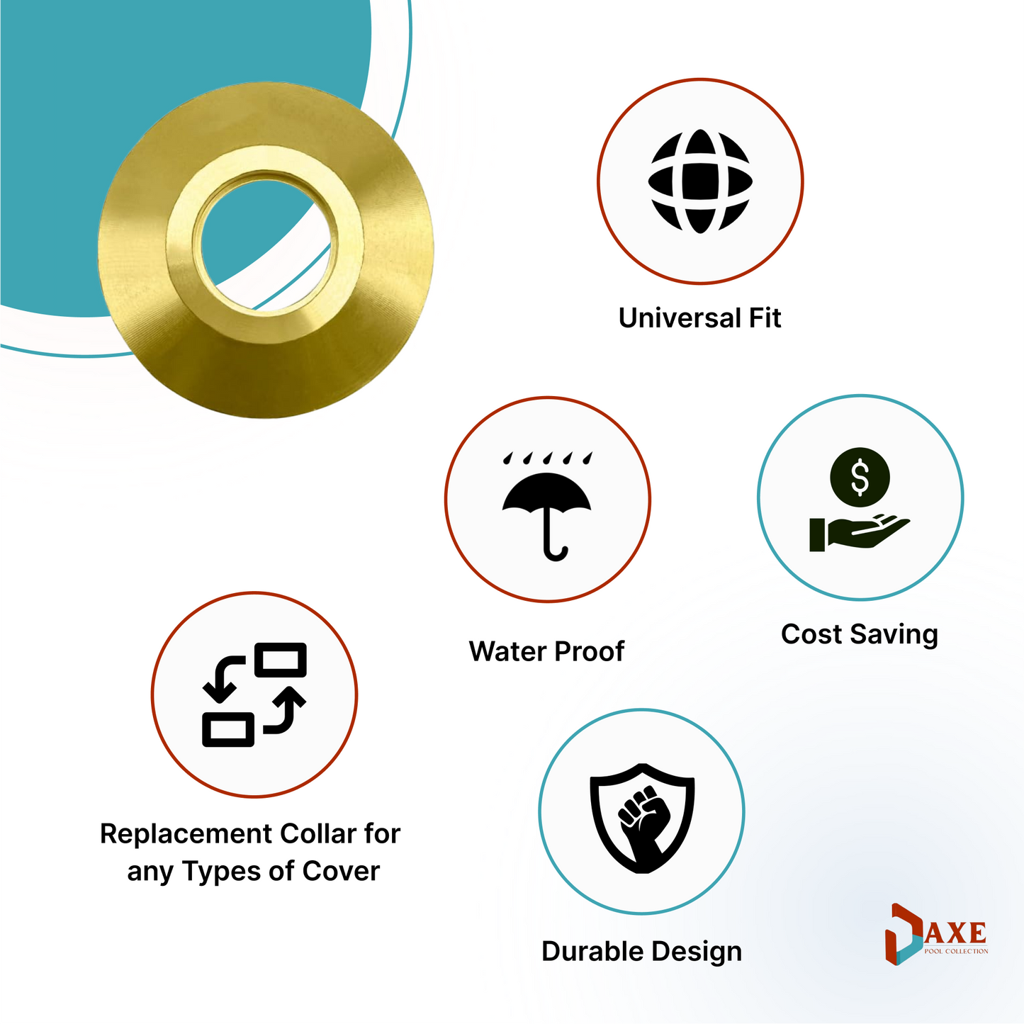 AXE - Swimming Pool Cover Brass Anchor Collar/Beauty Ring (10 Pack)