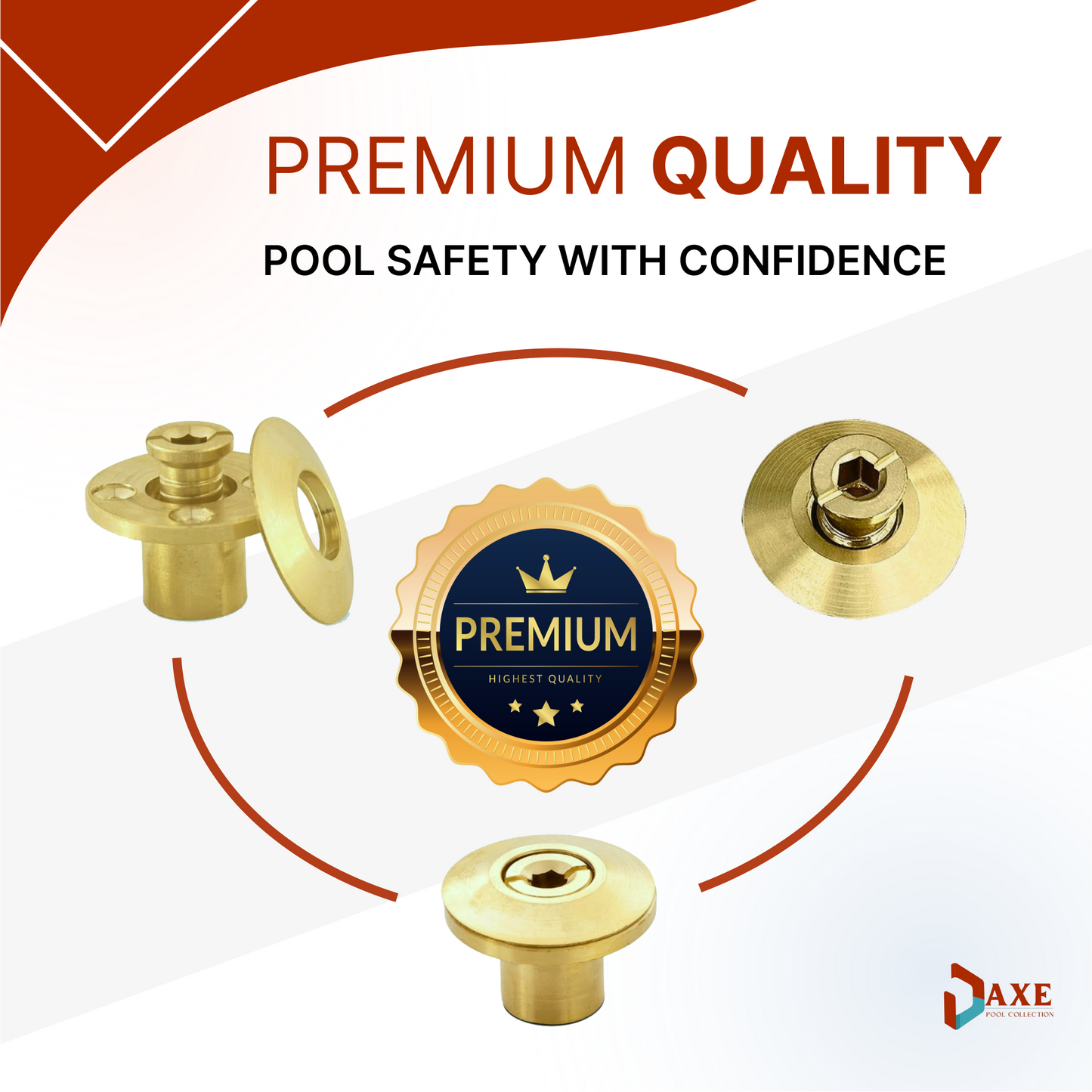 AXE - Swimming Pool Cover Brass Anchor Collar/Beauty Ring (10 Pack)