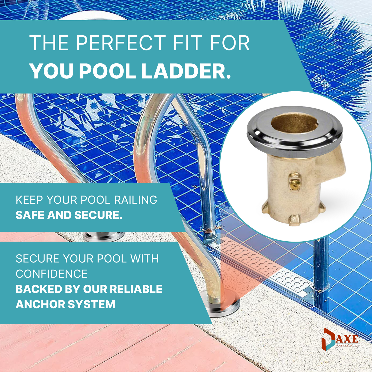 AXE Anchor & Escutcheon Pool Rail Set, 4-Inch Anchor for 1.90-Inch Outer Diameter