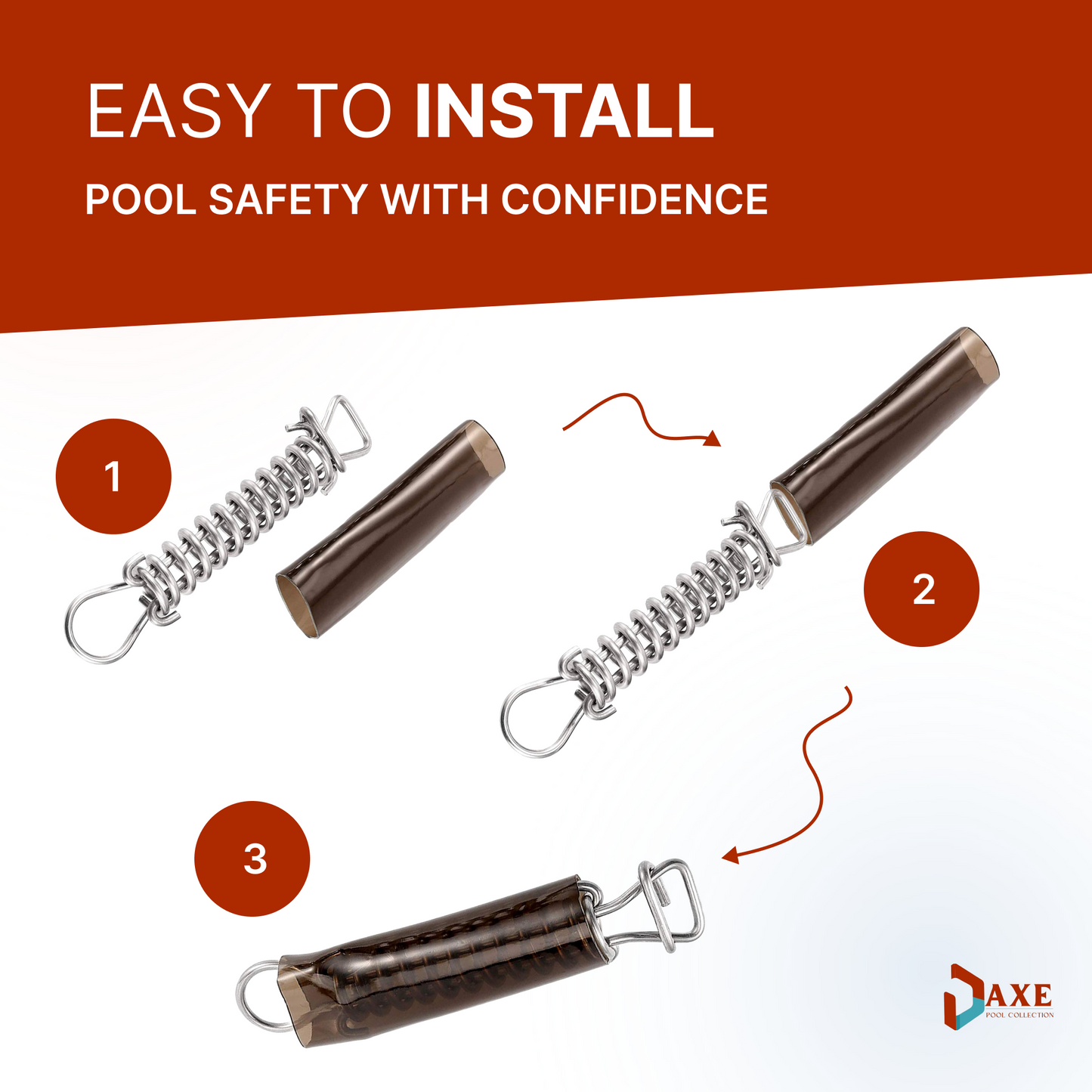 AXE - 8 Inch Swimming Pool Cover Stainless Steel Spring with D-Ring