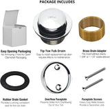 Maui - Tip Toe Style Bathtub Tub Drain Assembly Conversion Kit, All Brass Construction (ORB/Brushed Nickel/Chrome))