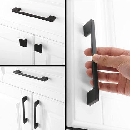 Maui - Contemporary Solid Sleek Handle Pulls for Kitchen Cabinets & Drawers -Matte Black(10 Pack)