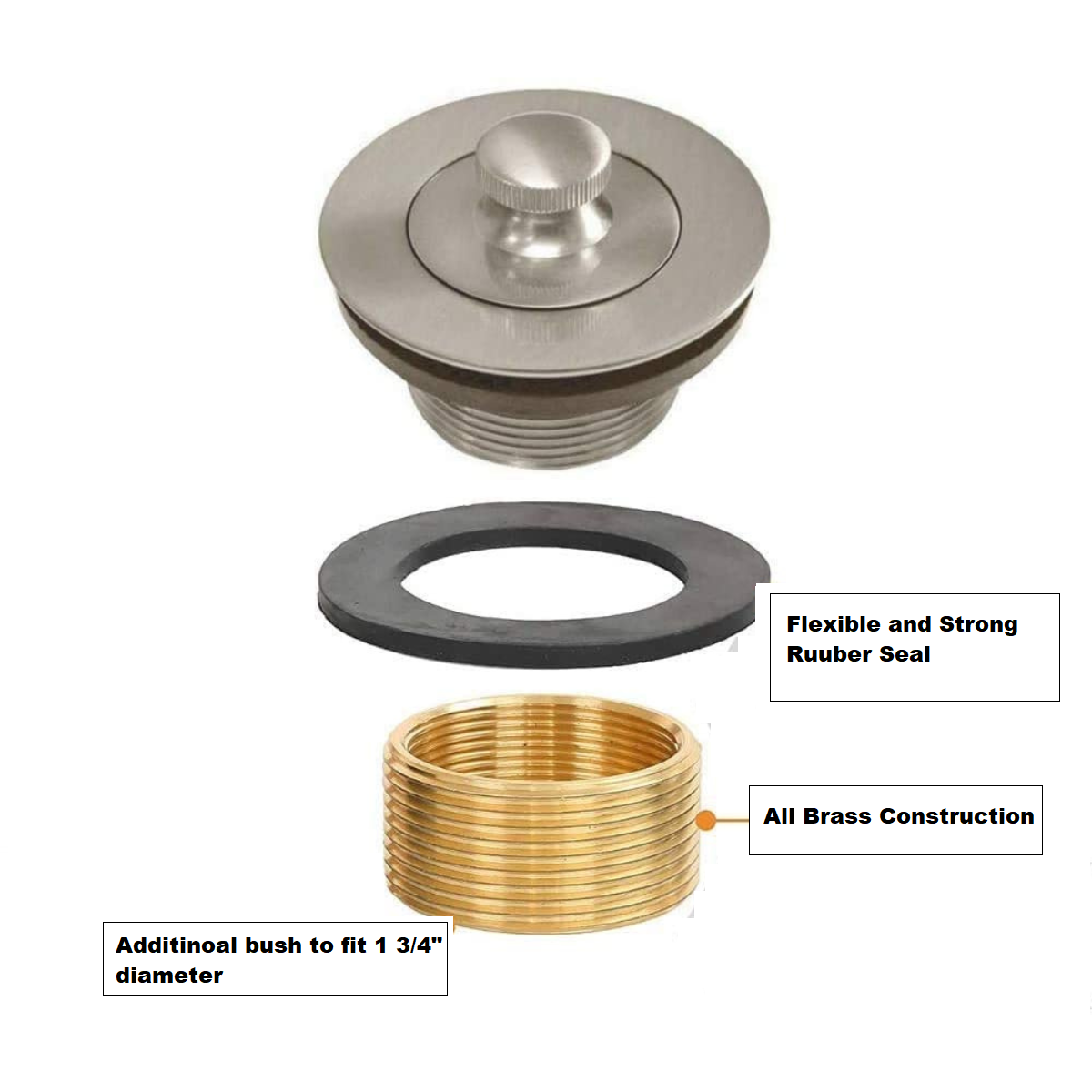 Maui - Bathtub Tub Drain Assembly, Conversion Kit, Trim Waste Overflow Face Plate (Lift & Turn Style))