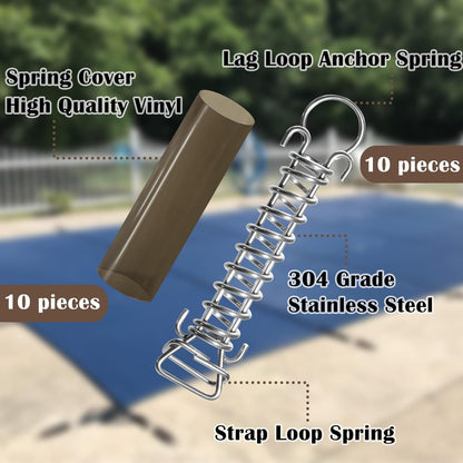 AXE - 8 Inch Swimming Pool Cover Stainless Steel Spring with D-Ring